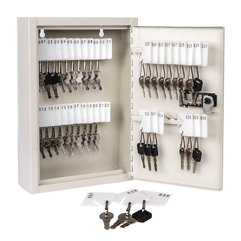 Lucky Line Square Slotted Cabinet Key Tag with Hook & Printed Number Sequence #21-40 (2592140), White - Image 2